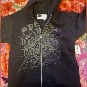 Spider Kids Black Hoodie with Web Design